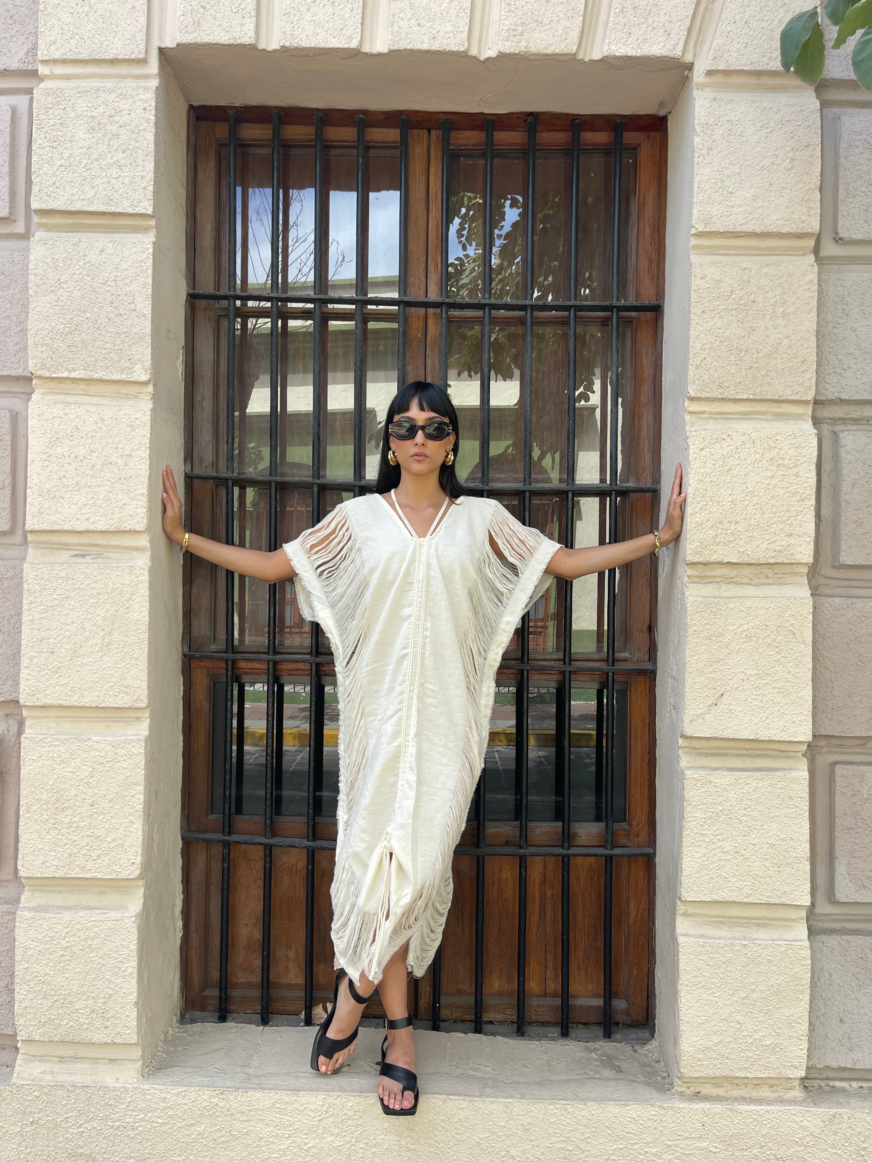 Blusa Maxi María Crudo Detalle Crudo